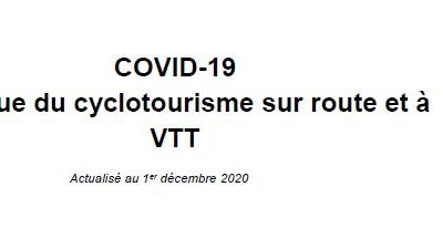 COVID-19 Pratique du cyclotourisme sur route et à VTT
